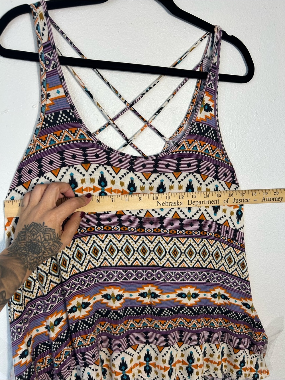 H.I.P. Women's Boho Tank Top Small Geometric Southwestern Aztec Strappy Back - Picture 5 of 8